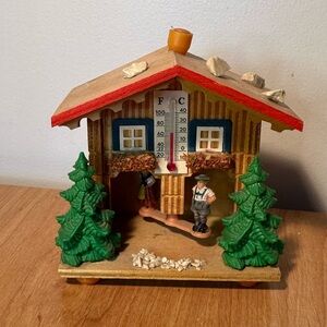 Vintage German Weather House with thermometer